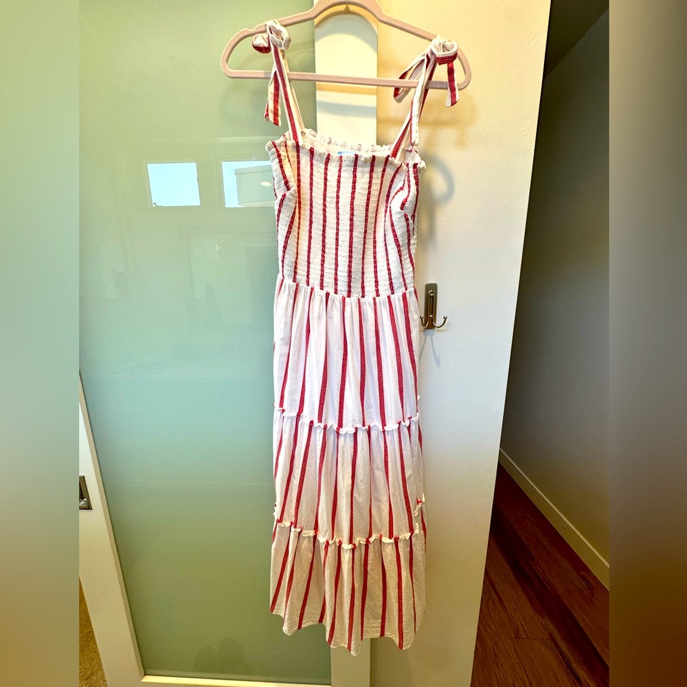 Draper James white maxi dress with red stripes